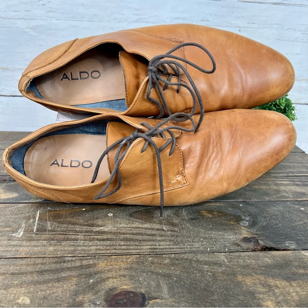 Aldo Men’s Tan Leather Derby Shoes